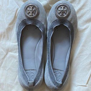 Tory Burch Silver Ballet Flats